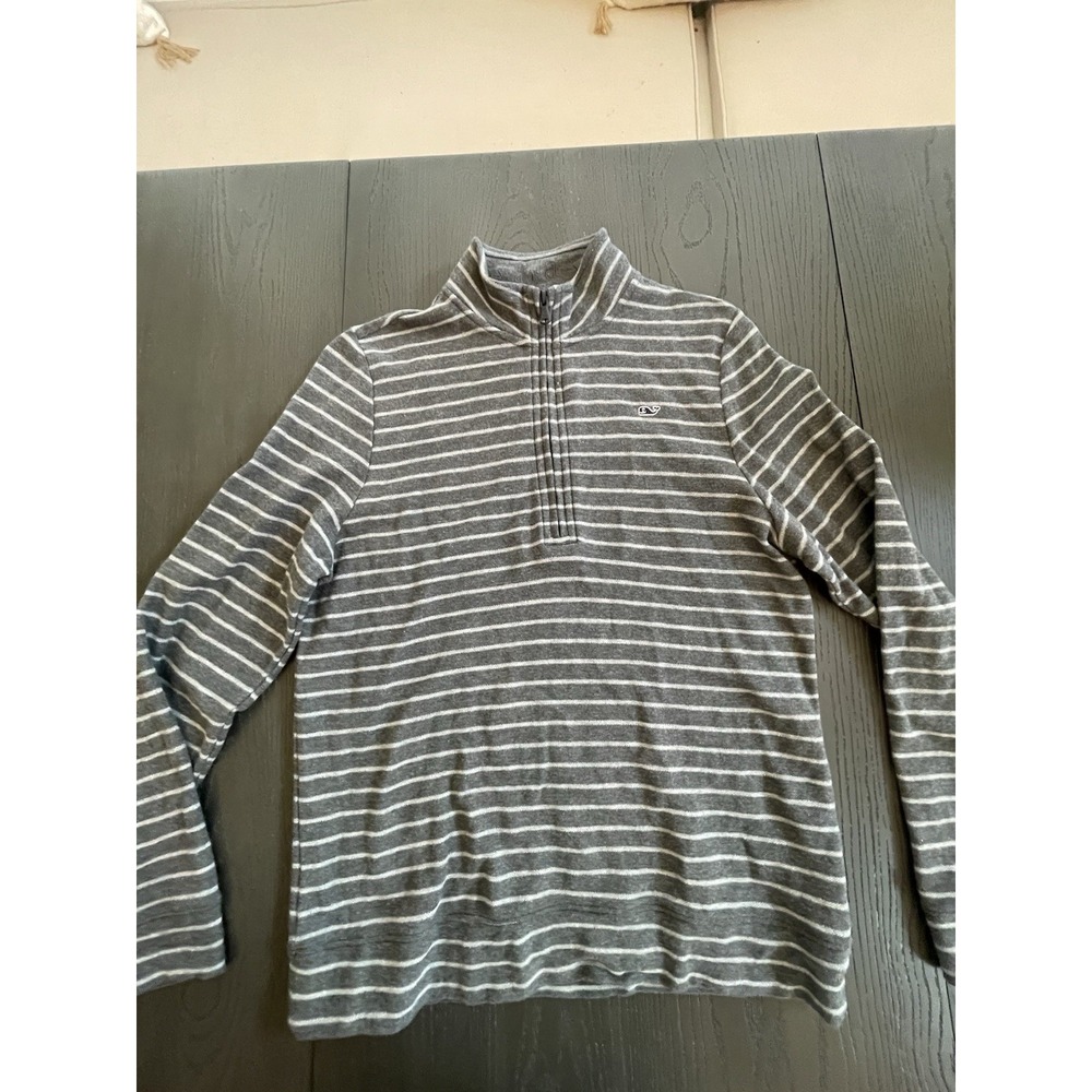 Vineyard Vines Grey Striped 1/4 Zip‎ Boys Size L